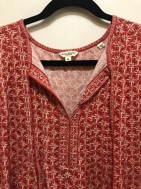 Max Studio XL dress red white boho with pockets